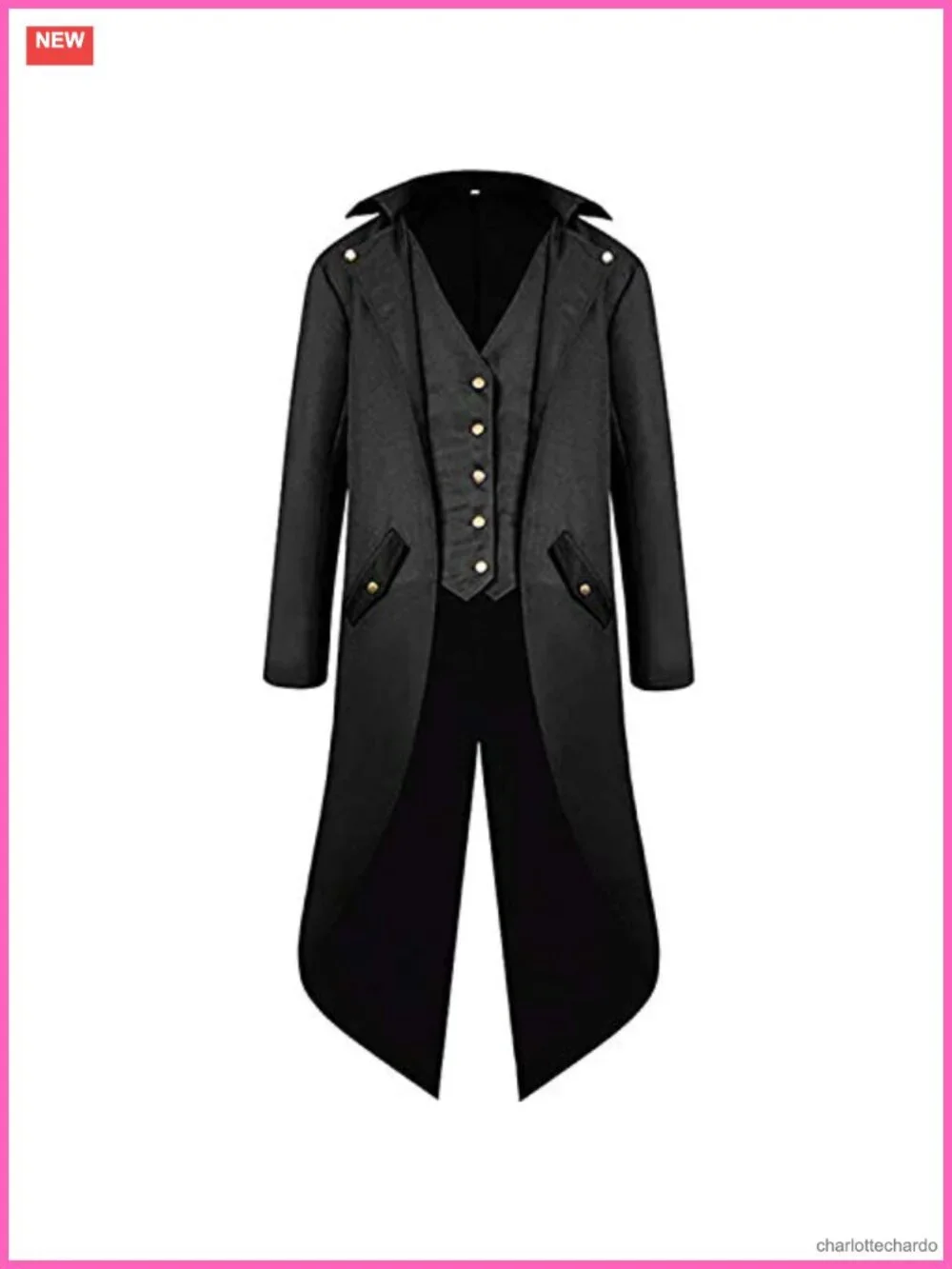 Men's Gothic Pirate Renaissance Tailcoat Jacket Halloween Costume with